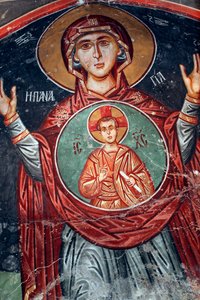 Fresque byzantine du XVe siècle La Sainte Marie, église de l